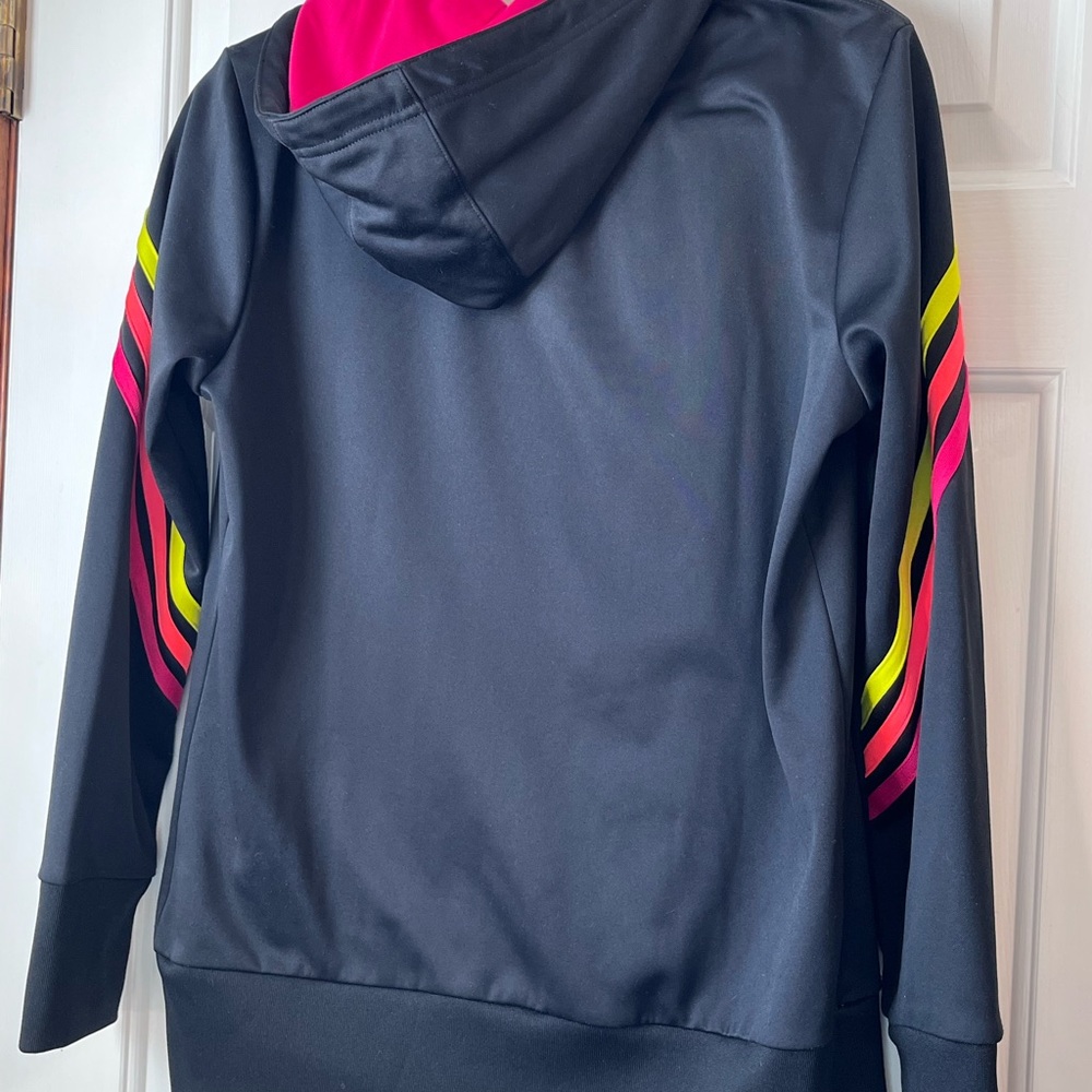 adidas Black Hoodie with Neon Pink and Yellow Accents - Picture 4 of 6